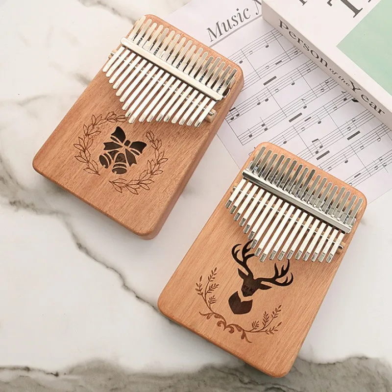 Kalimba 17 Key Deer Bell Style Thumb Piano Mahogany Professional Finger Piano with Tuning Hammer Music Instrument for Gift