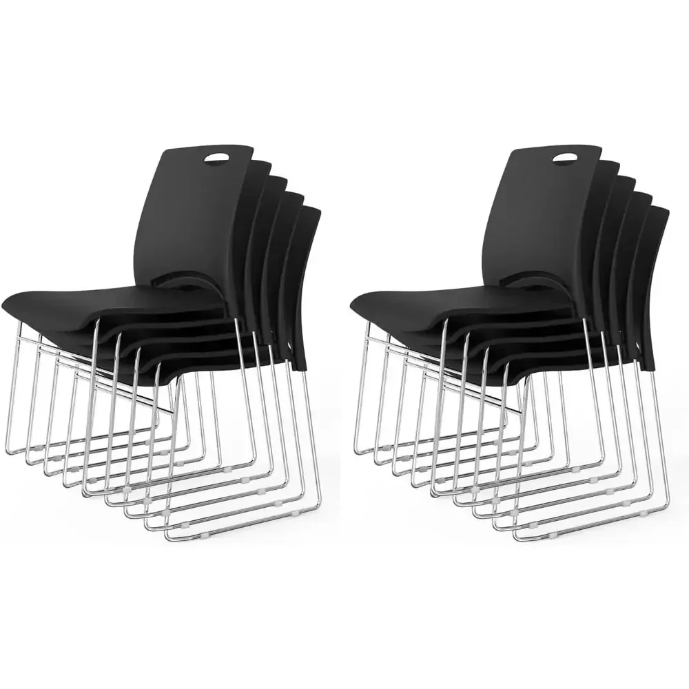 10-Piece Stackable Office Chairs with Metal Sled Base and Ergonomic Plastic Seats for Waiting Rooms, Break Rooms, and Banquets i