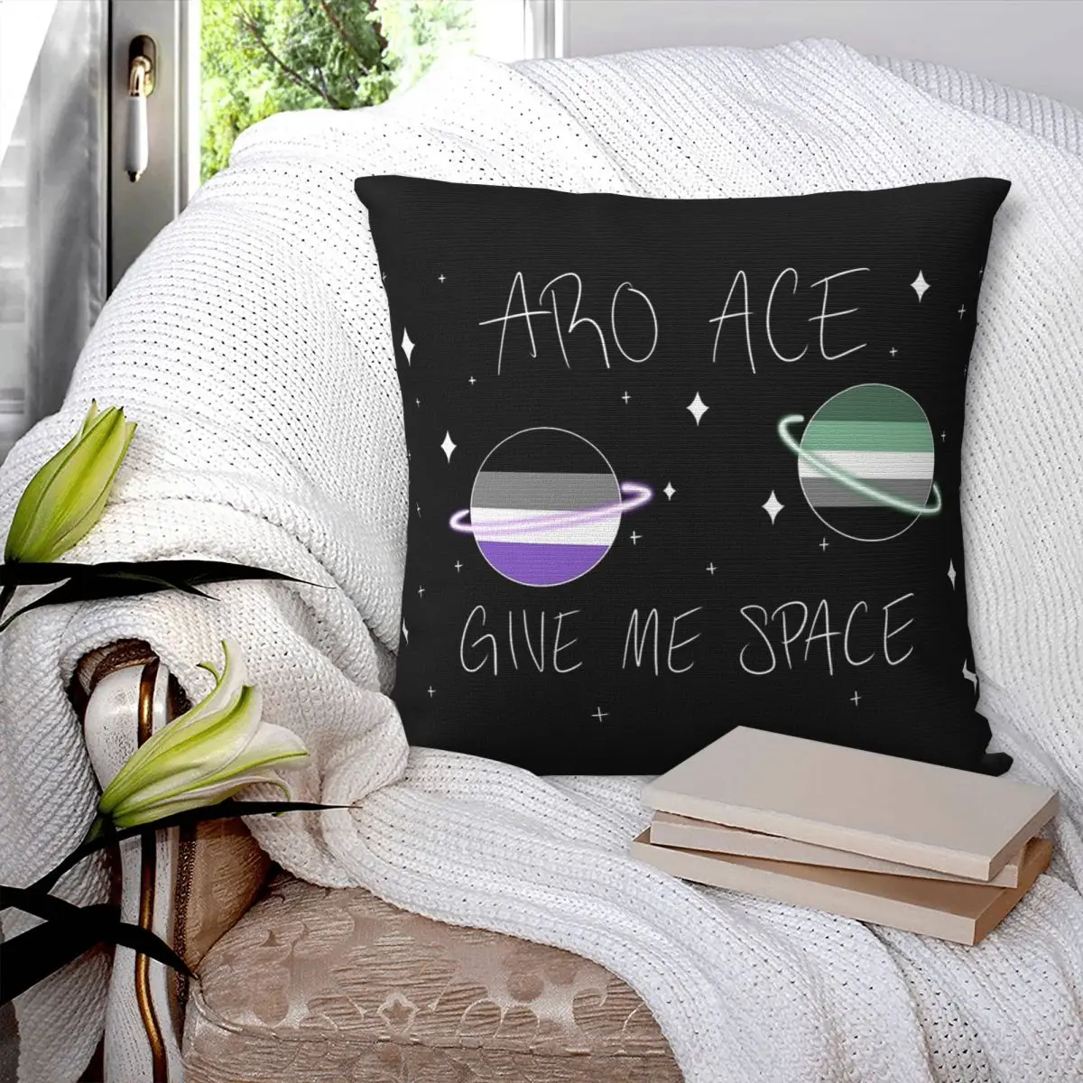 Aroace Give Me Space Square Pillowcase Pillow Cover Polyester Cushion Zip Decorative Comfort Throw Pillow for Home Bedroom