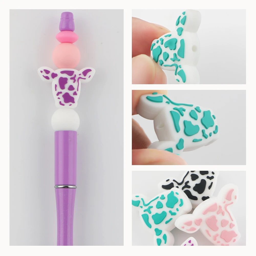 6 قطعة جديد بقعة الثور رئيس سيليكون البؤري الخرز لصنع المجوهرات Keychain بها بنفسك المفاتيح القلم قلادة سوار اليدوى اكسسوارات #6