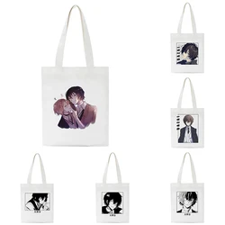 Anime Tote Bag Bungou Stray Dogs Chuuya nakhara Osamu Dazai borse borsa a tracolla borse per la spesa Casual borsa da donna in tela