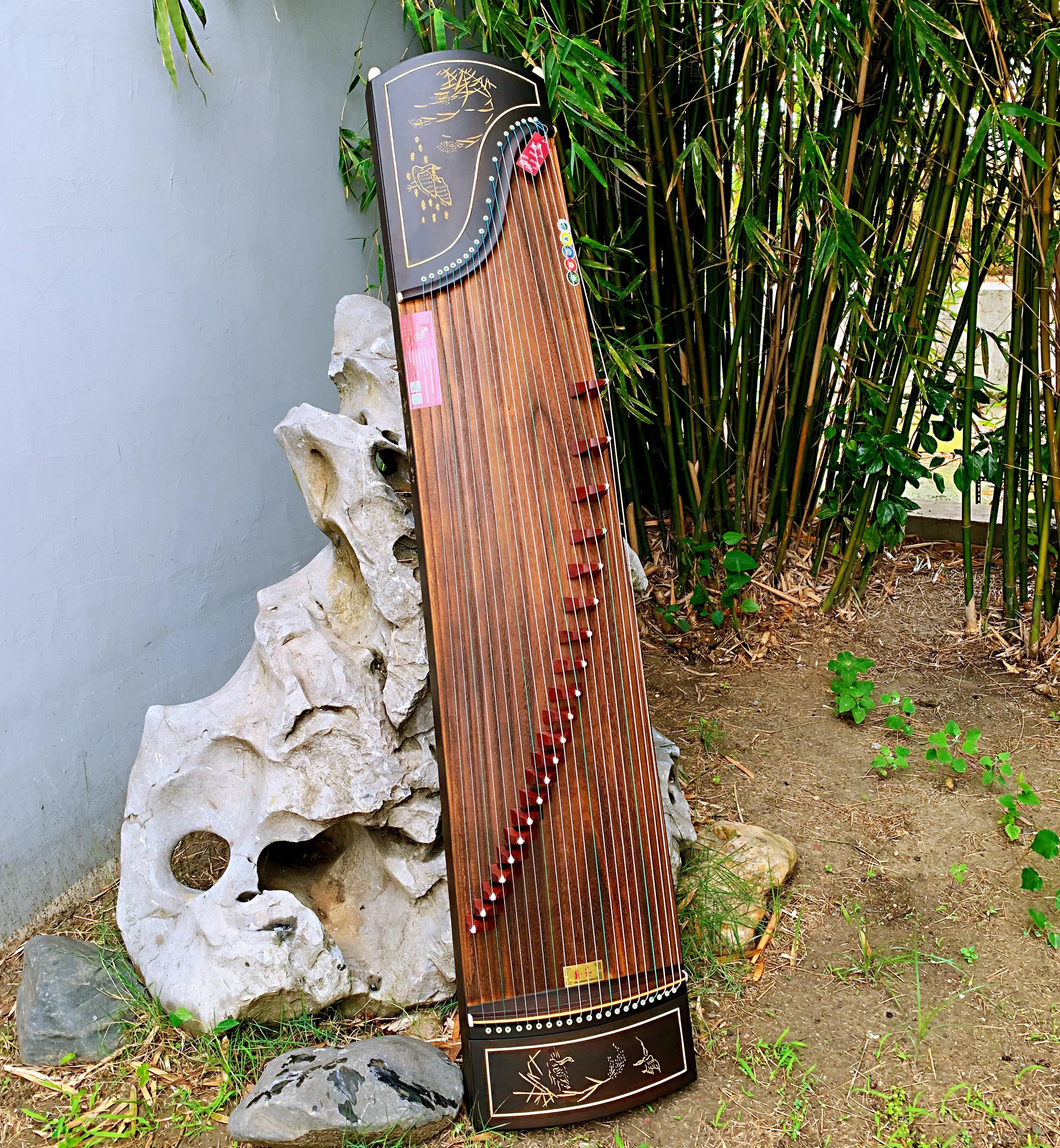 

Hooqu High Quality Standard 21 String Engraved Guzheng Instrument Chinese Zither Wooden Instrument