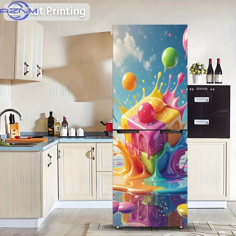 1pc 2D Pattern Printed Refrigerator Sticker  