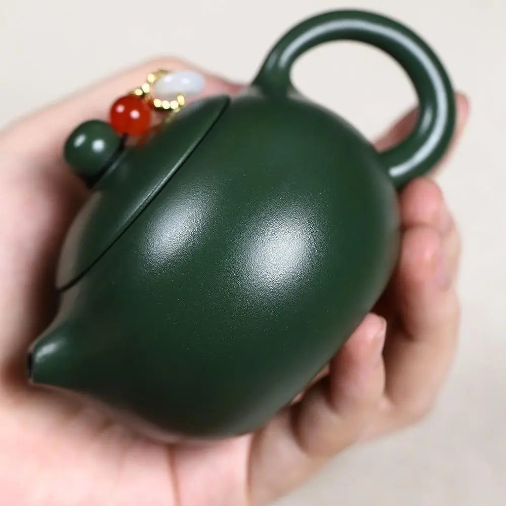 

Yixing Zisha Teapot Original Green Clay Small Xi Shi 110Ml Ball Hole Handmade Kung Fu Brewing Pot Tea Set Gift