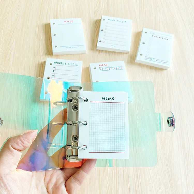 A8 3Holes Loose Leaf Notebook Refill Spiral Binder Inner Page Weekly Monthly To Do Inside Paper Stationery