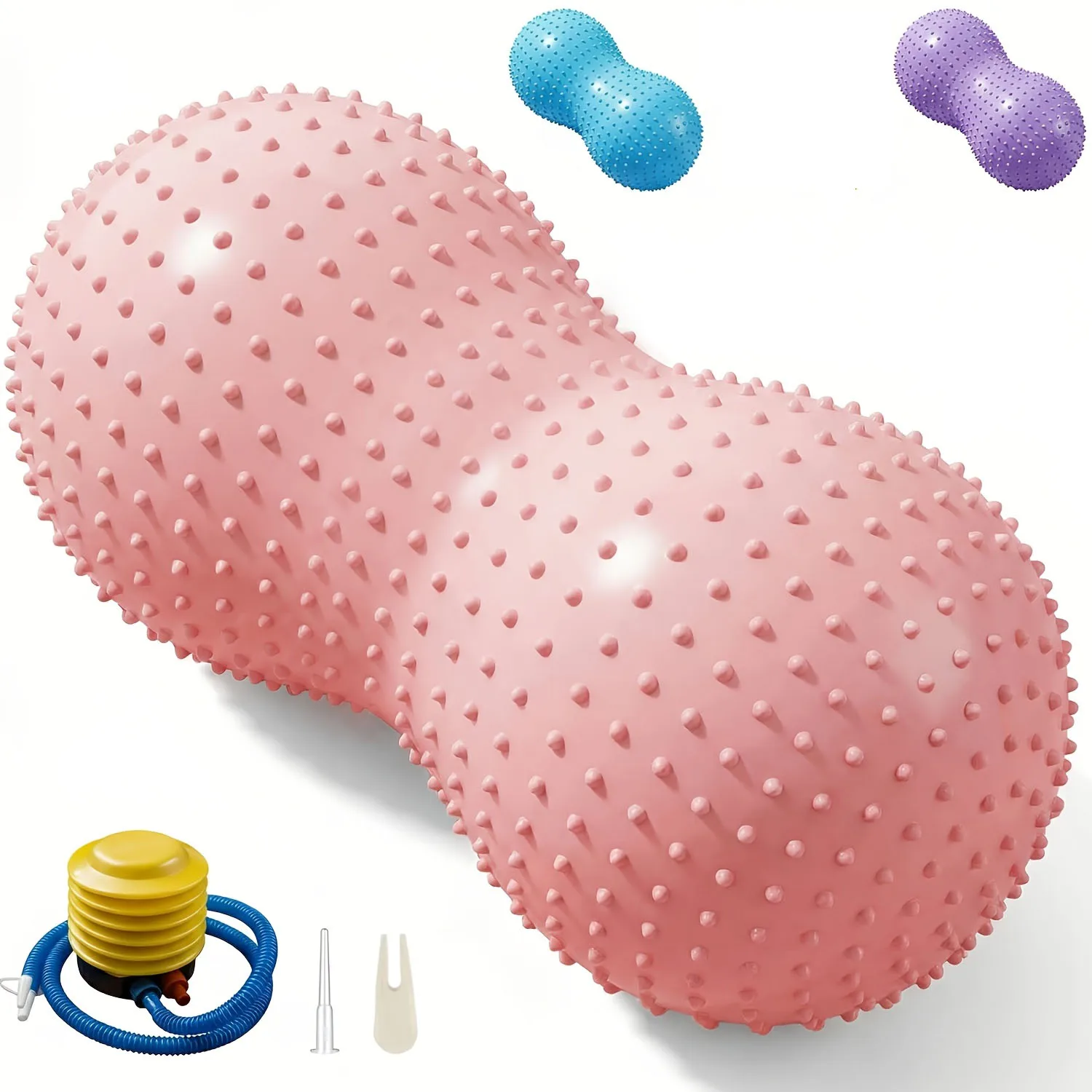 90cm Peanut Shaped Yoga Ball Textured Nodule Non-slip Fitness Ball Anti Burst Exercise Ball for Home Workout & Muscle Relief