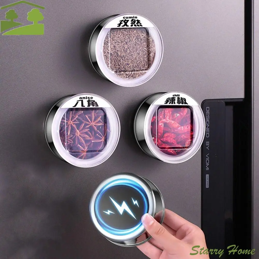 

3 шт. магнитные контейнеры для приправ из нержавеющей стали, настенные серебряные магнитные банки для специй, пылезащитные, влагостойкие