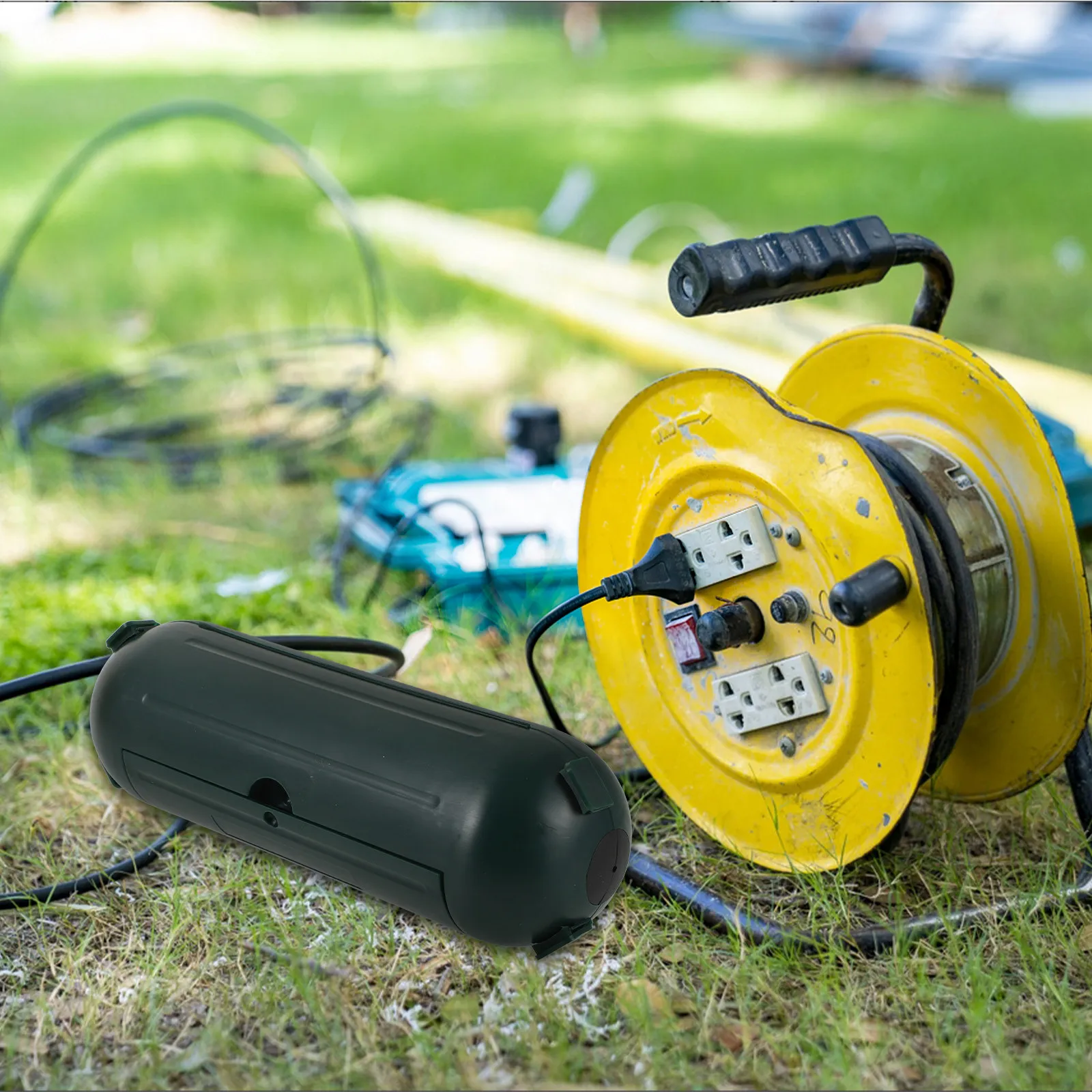 Waterproof Extension Cord Protector Outdoor Electric Box Green Safety Cover for Christmas Lights Cable Plug Protection