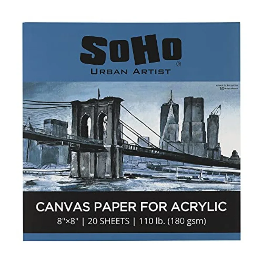 

Acrylic Canvas Pads - Textured Canvas Paper Pad for Painting, Drawing, Pastels, Travel, and More! - [24-Pack - 8x8]
