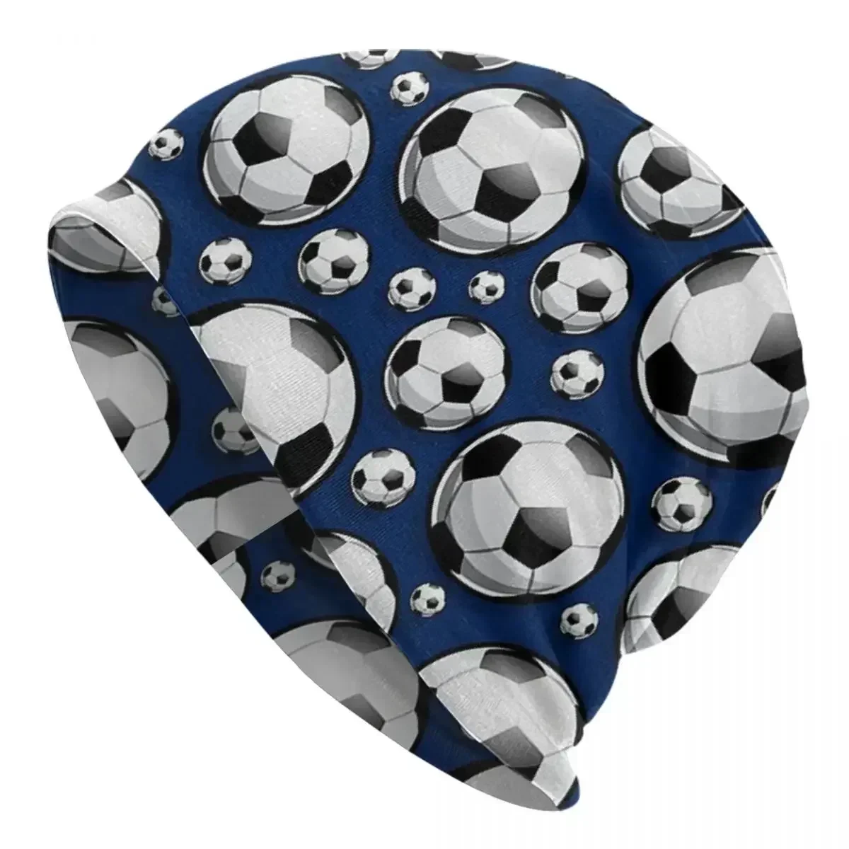 Soccer Ball Balls Pattern Blue Football Sport Sports Warm Knitted Cap Fashion Bonnet Hat Outdoor Beanies Hats for Men Women