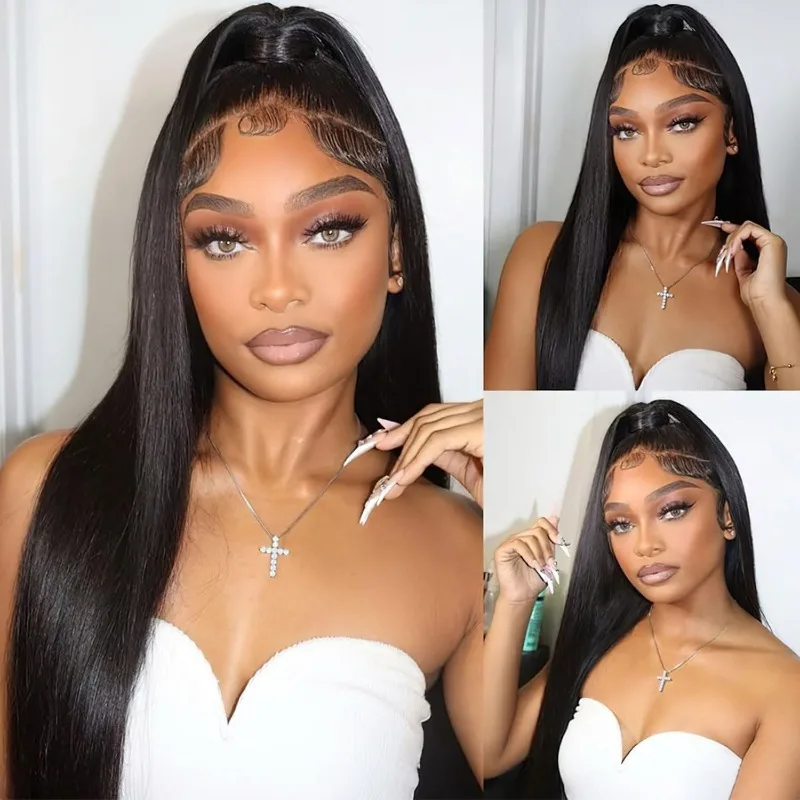 

360-градусная кружевная фронтальная застежка, натуральный цвет, гладкие волосы, прозрачные кружевные блоки для волос, полное ручное плетение, предварительно выщипанные детские волосы