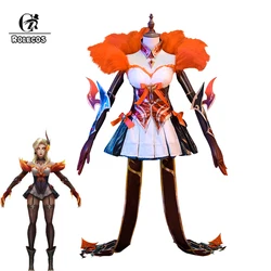 ROLECOS Game LOL Western Magic Shadow Evelynn Cosplay Costume LOL High Noon Evelynn Costume Women Orange Dress Full Set