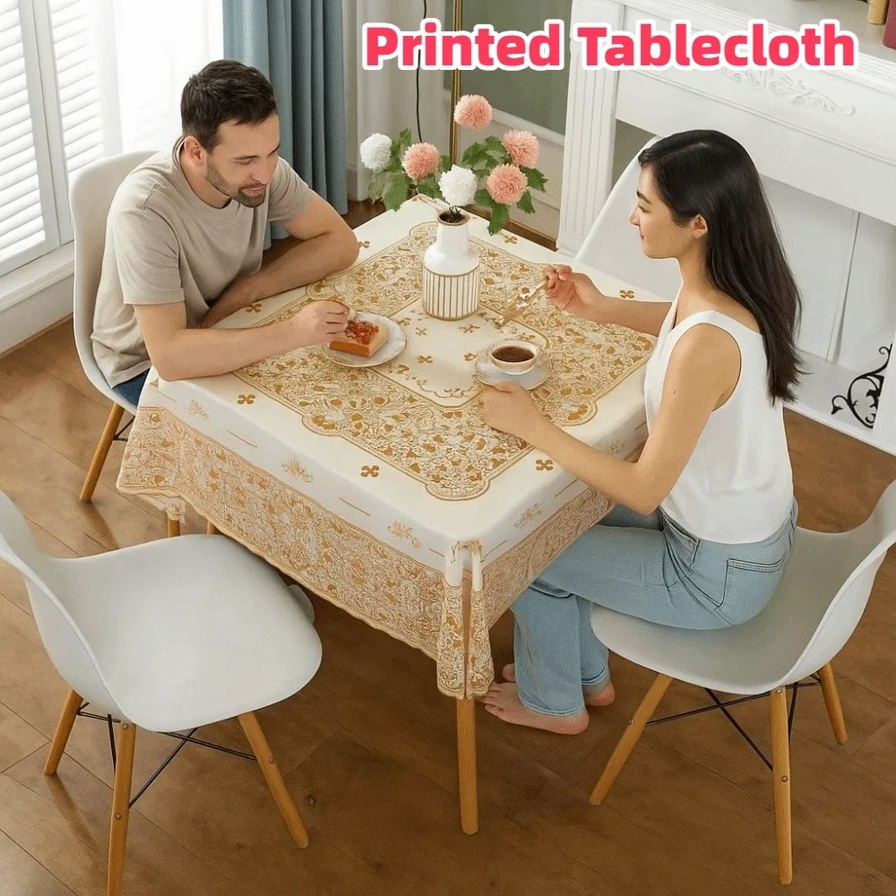 

Oil-proof Waterproof Square Tablecloth Oil Resistant Anti-Scald Printed Table Cover Anti Slip Washable Table Mat Household