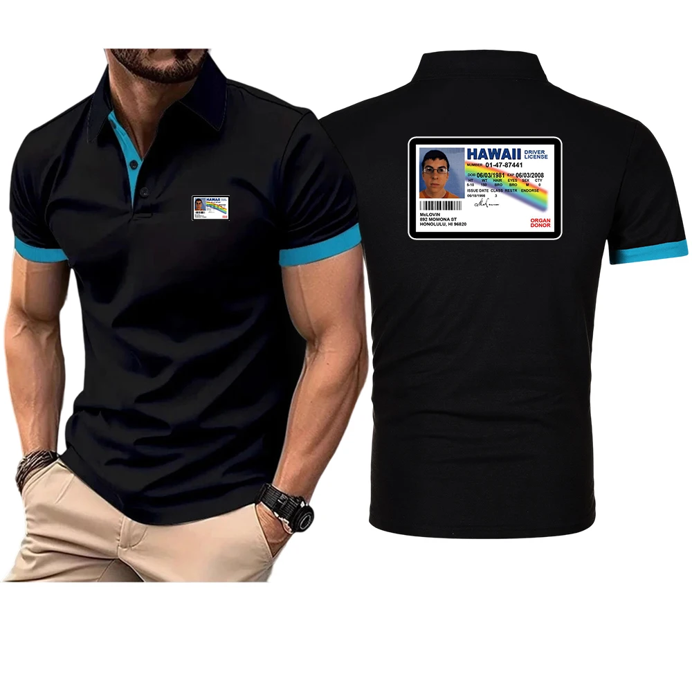 2025 Funny McLovin ID Printing New Fashion Polo Shirt Solid Color Men's Summer Streetwear Casual Short Sleeve Tops