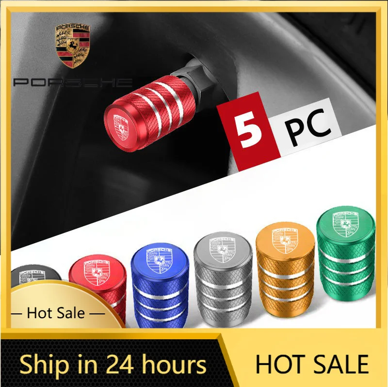 

For Porsche Cayenne Panamera Macan 911 5PC Aluminum Alloy Car Wheel Tire Valve Cap Tyre Stem Cover For Porsche Panamera Cayenne