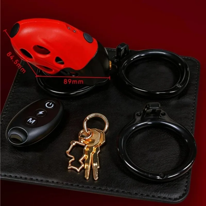 Vibrating Shocking Remote Control Chastity Cage Penis Device with Electro Stimulation Cock Ring BDSM Adult Sex Toy for Men 18+