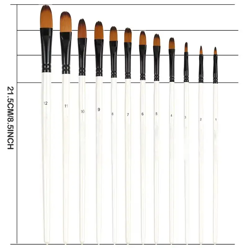 مجموعة فرش طلاء فنية مكونة من 12 قطعة من فرش الرسم الفنية لزيت الأكريليك والألوان المائية ولوحة الأكريليك للوجه والجسم والقماش الصخري