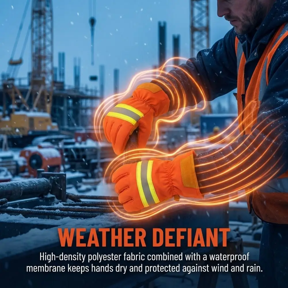 Thicken Firefighter Training Gloves Reflective Strap Heat Resistant Flame Retardant Gloves Orange Wear-Resistance
