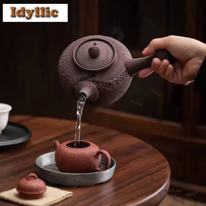 Ancient Burning Ceramic Charcoal Stove Cooking Teapot Japanese Style Rough Pottery Rust Glazed Warm Boiling Water Brewing Kettle