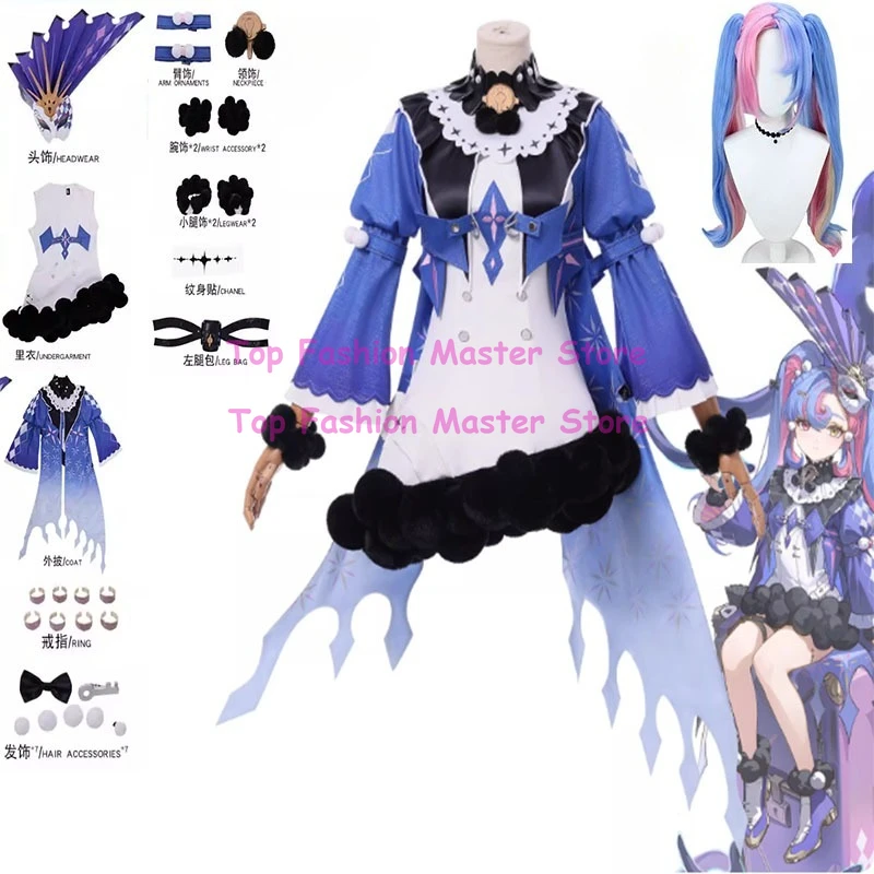 

ROCCIA Cosplay Game Wuthering Waves Costume Roccia Lolita Dress Wig Suit Anime Party Role play Outfit for Woman Uniform