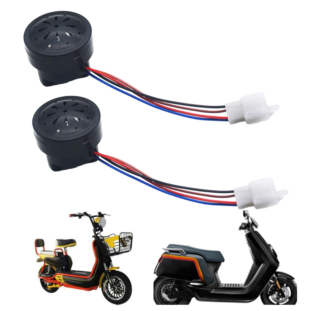 48V 60V Electric Car-Horn Black 2in1 4Wires Steering Buzzer Plastic Reversing Voice-Horn Electric Bike Accessories