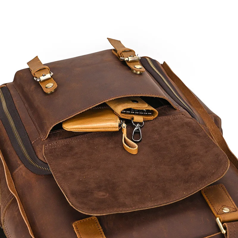 حقيبة ظهر جلدية بتصميم جديد للكاميرا حقيبة ظهر من الجلد الطبيعي للرجال حقيبة سفر للرجال لحقيبة كاميرات DSLR بسعة كبيرة