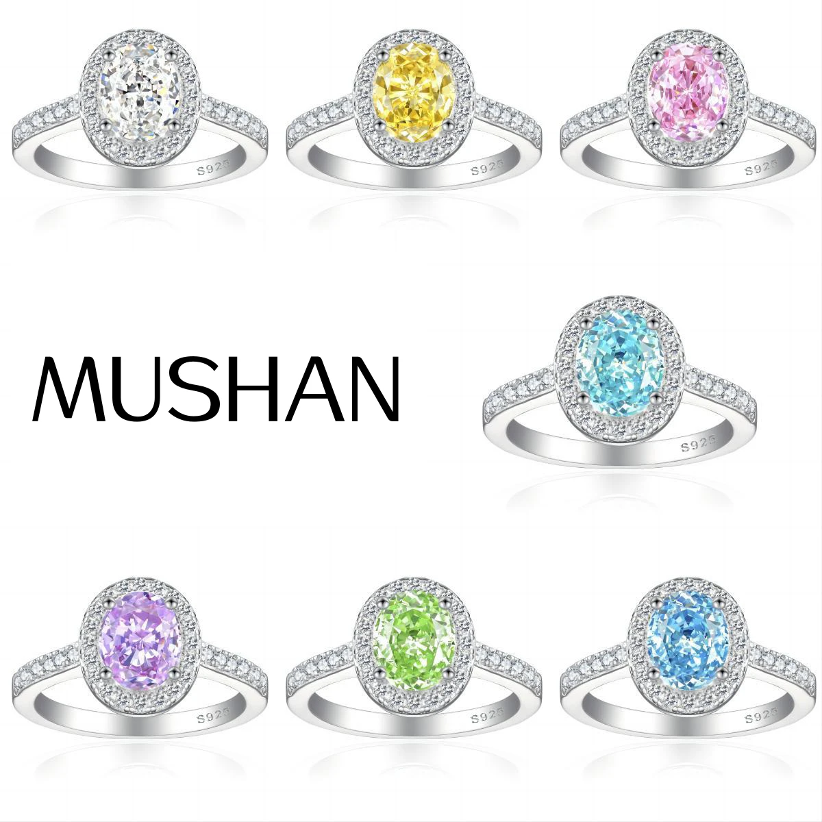 

MuShan Jewelry 925 Sterling Silver Ring Wedding Band High Carbon Diamond Classic Style Glamorous Style Women Rings Fine Jewelry