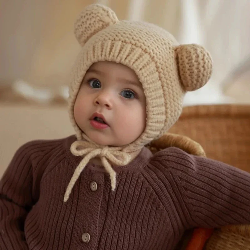 

Baby Hat, Autumn and Winter Wool Yarn Hat, Knitted Hat, Ear Protection, Cute for Children, Suitable for 6 Months To 2 Years Old