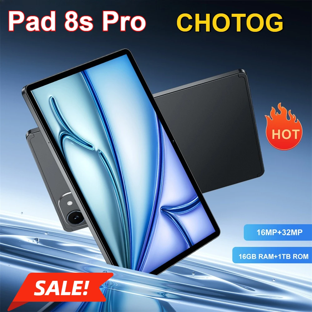 Tableta CHOTOG Pad 8s Pro Android, Tabletas 5G, 10000 mAh, 22 GB + 2 TB, Versión Global, Tableta PC de 10.1 Pulgadas, GPS, Reconocimiento