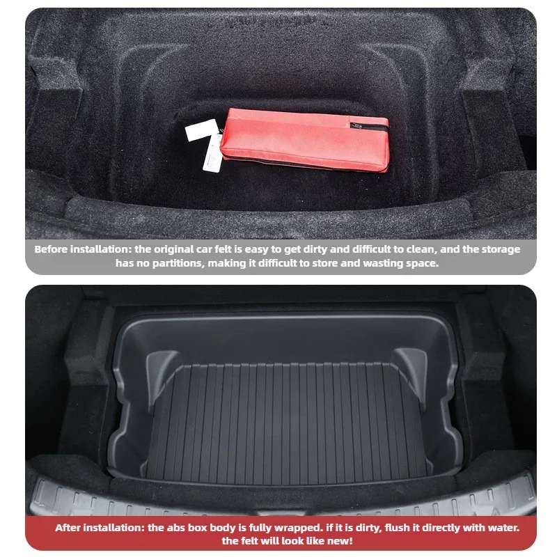 For Tesla Model Y Juniper 2025 Frunk Organizer Box Rear Trunk Double-deck Storage Box Front Cargo Dustproof Luggage Storage Tray