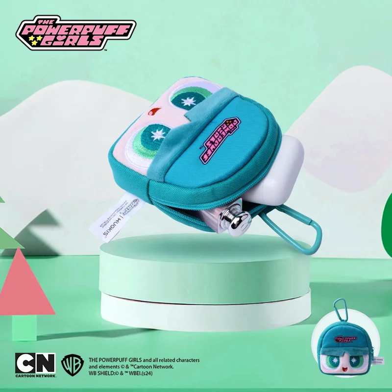 Monederos de felpa originales de 10cm y 13cm, bolsa colgante pequeña Powerpuff para niñas, bolsa de transporte para monedas con dibujos animados, almacenamiento de auriculares