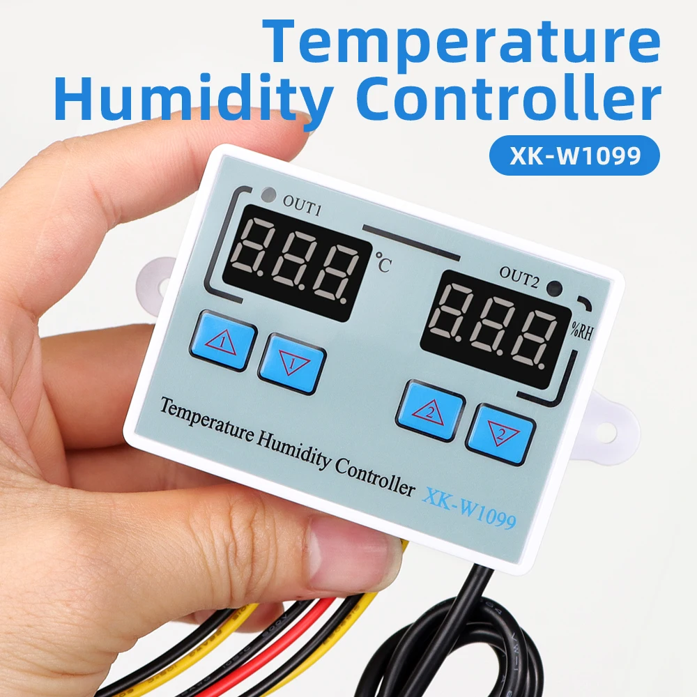 XH-W1099 110V-220V cyfrowy regulator temperatury i wilgotności LED do inkubatora chłodzenie przełącznik ogrzewania termostat czujnik wilgotności