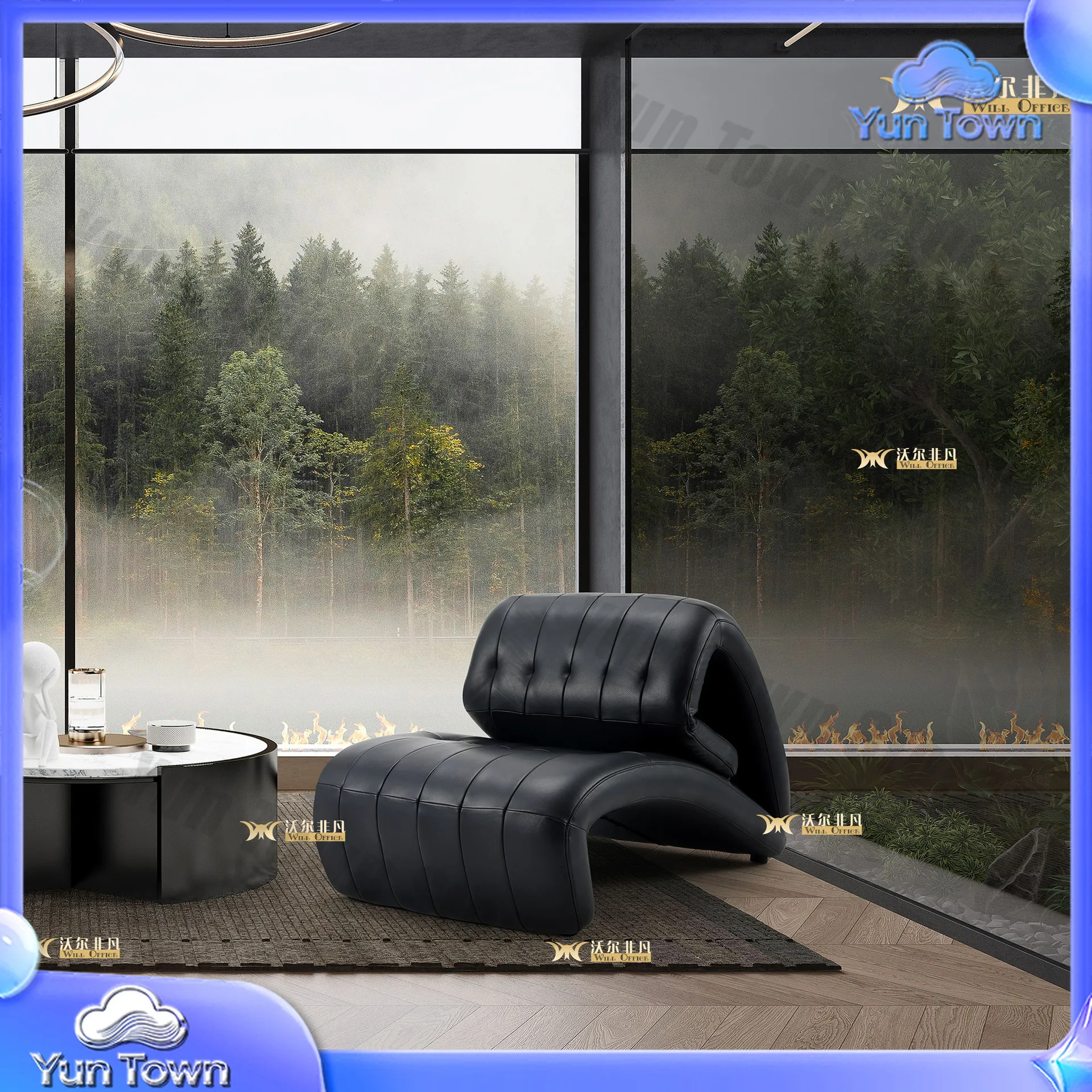 Barcelona Lazy Chair for Living Room Single Sofa Creative Fist Armchair Designer Genuine Leather Multi Functional Recliner