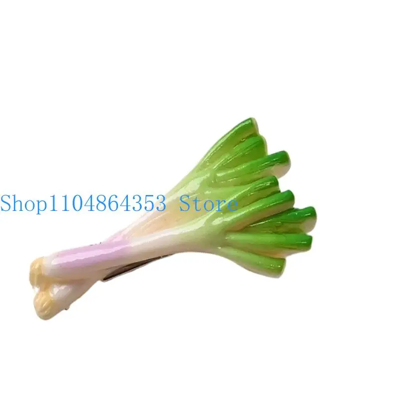 652F Vegetable-Design Resin Hair Barrettes with Metal Backings for Arranging Hair Along the Front and Side Sections, Set of 10