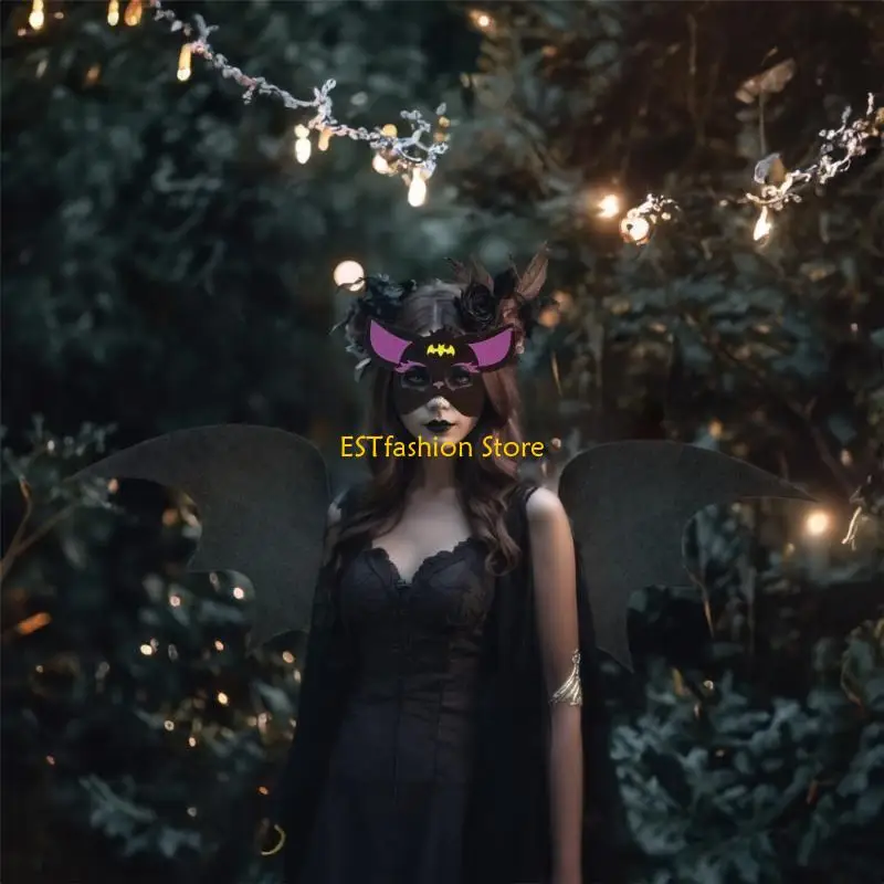 Y5GC Fledermaus-Kostüm-Set, Halloween-Fledermaus-Anzieh-Outfits, Zubehör für Erwachsene und Kinder, einschließlich und