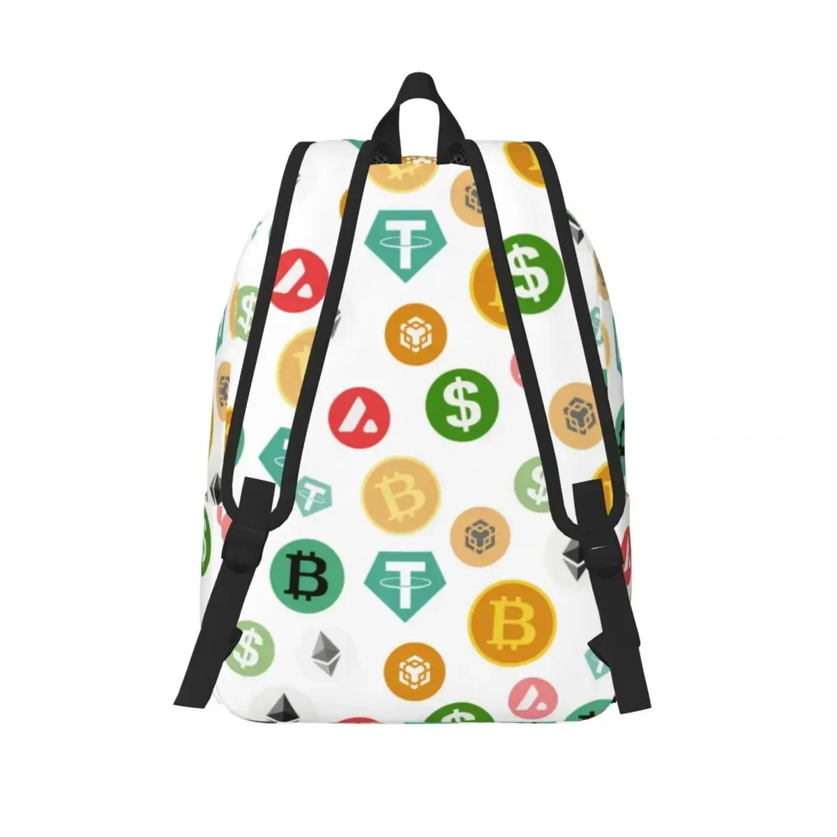 Colored Crypto Money Bitcoin Backpack for Men Women Cool Student Work Daypack Laptop Computer Shoulder Bag Sports