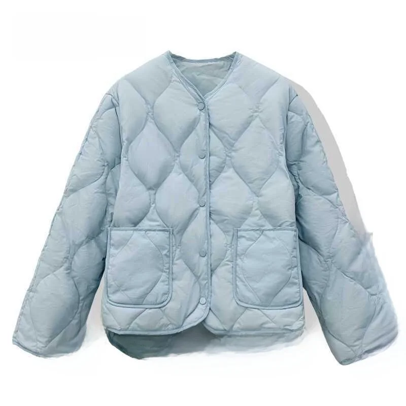 

ort Du down Jaet Women's Winter New Sle Small Fraance Korean Version Rhombus Pattern Faion round Ne Outerwear