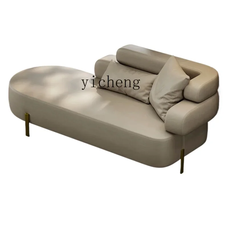 

TQH minimalist single solid wood beauty couch living room flannel bed and breakfast leather comfortable round concubine chair