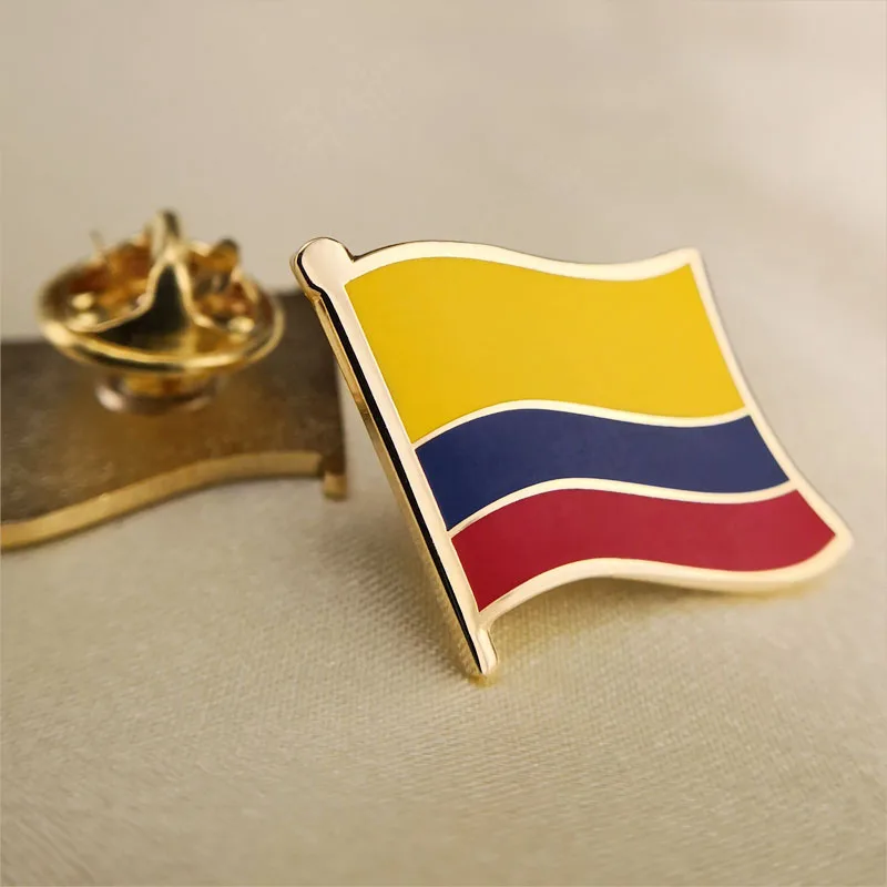 Columbia Nation Flag Pins Copper Butterfly Buckle Gold-plated Enamel Craft Badge Craft Pins Lapel Badge Decoration