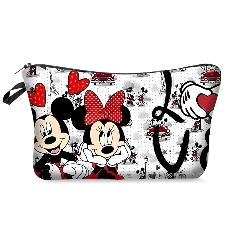 Minnie Mickey Mouse Cosmetic Bag Girls Daily Makeup Brush Cute Cartoon Anime Storage Bags Student Pencil Case Birthday Gift Hot