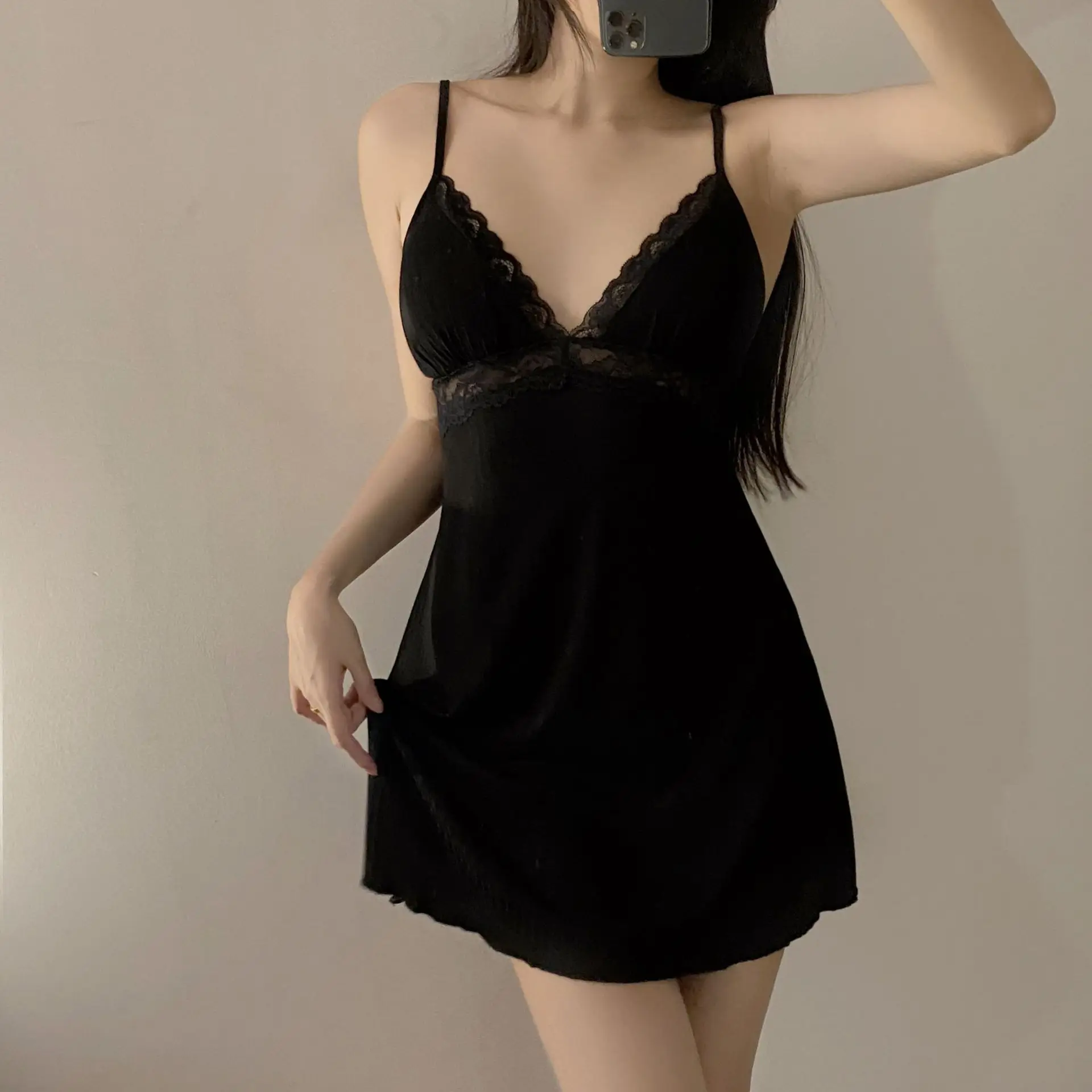 Sexy Spaghetti Strap Nightgown for Women Mini Nightdress Chemise Sleepwear Spring Summer Modal Home Dressing Gown Loungewear