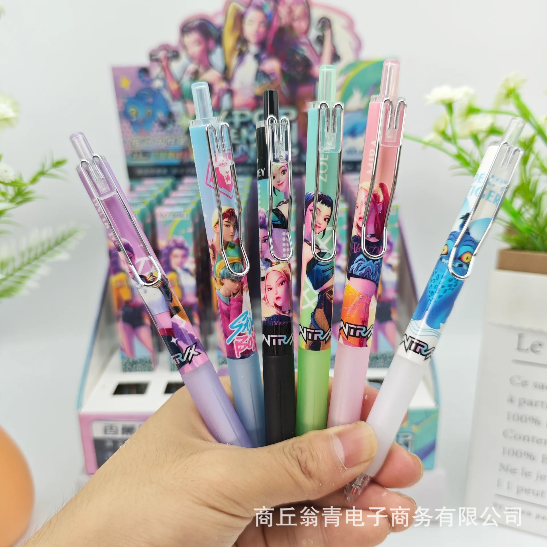 

6pcs kpop demon hunter Pen Black 0.5mm School Student Stationery Draw Wrirte Mark Pen Push mechanism for students' stationery