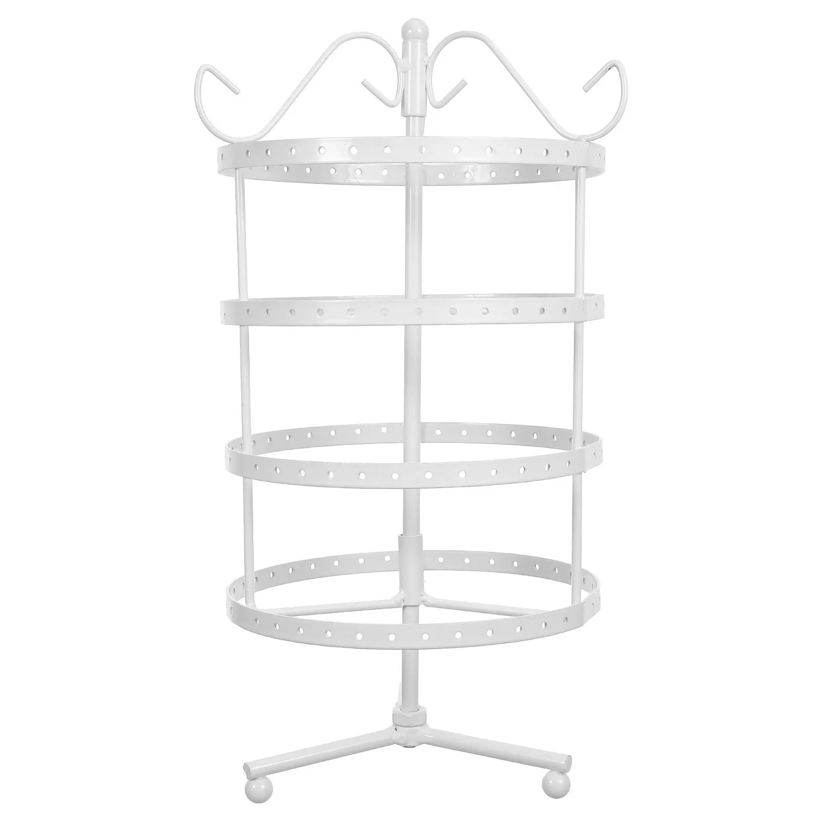

4-Tier 144 Holes Earrings Display Stand Rotating Metallic Jewelry Holder Rack for Store and Home Use Earring Display Stand