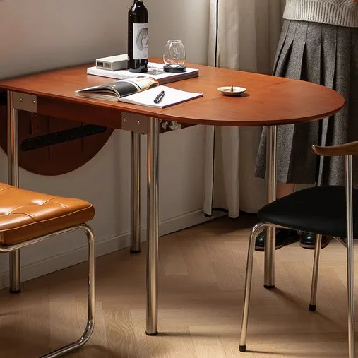 Japanese-style solid wood folding dining table, medieval style, rectangular, household coffee round table