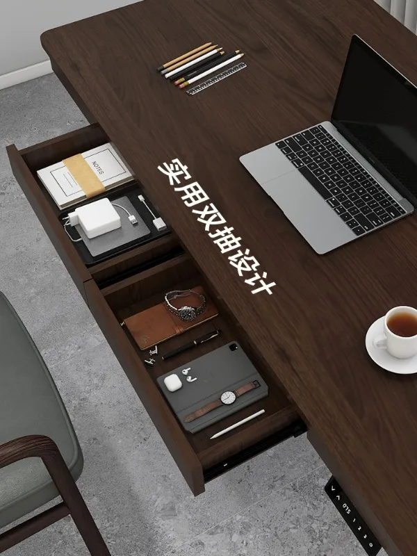 Electric Lifting Table Solid Wood Desk Study Table Customized Smart Computer Desk E-sports Table with Drawer Socket