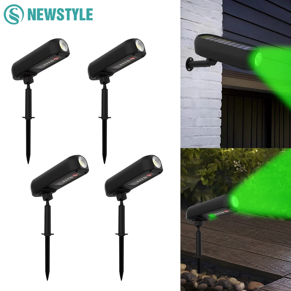 

4 шт. солнечных ландшафтных прожекторов, уличные светодиодные солнечные светильники для газона, водонепроницаемые IP65, солнечные настенные светильники для сада, двора, подъездной дорожки, деревьев