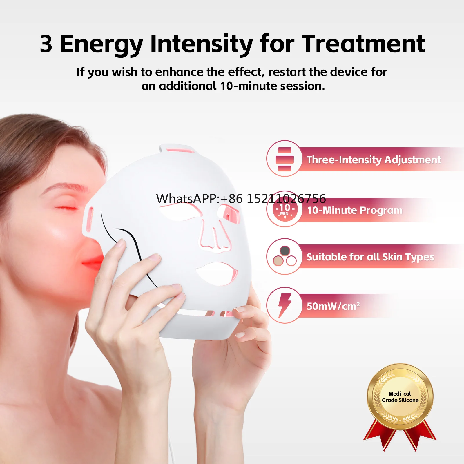 Medical Grade Silicone Light Therapy Face Mask With 1072nm Deep Near Infrared 830nm - Rejuvenation Beauty Device
