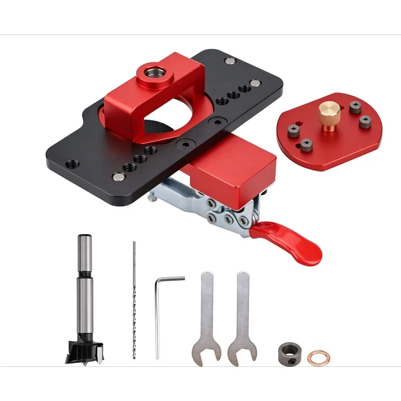 JL35-A2 Adjustable 35mm Hinge Hole Opener for Cabinet Doors, Woodworking Drilling Guide & Positioner