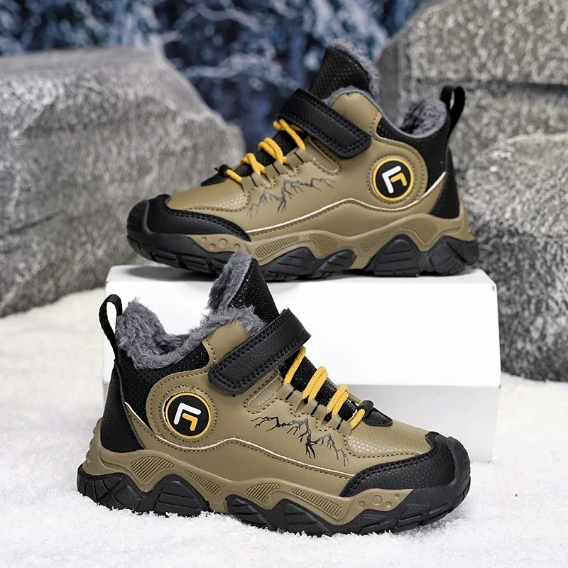 

Winter Children Cotton Shoes Boy Snow Boots Waterproof Luxury Outdoor Shoes Hiking Sports Warm Plush Boy Ankle Boots