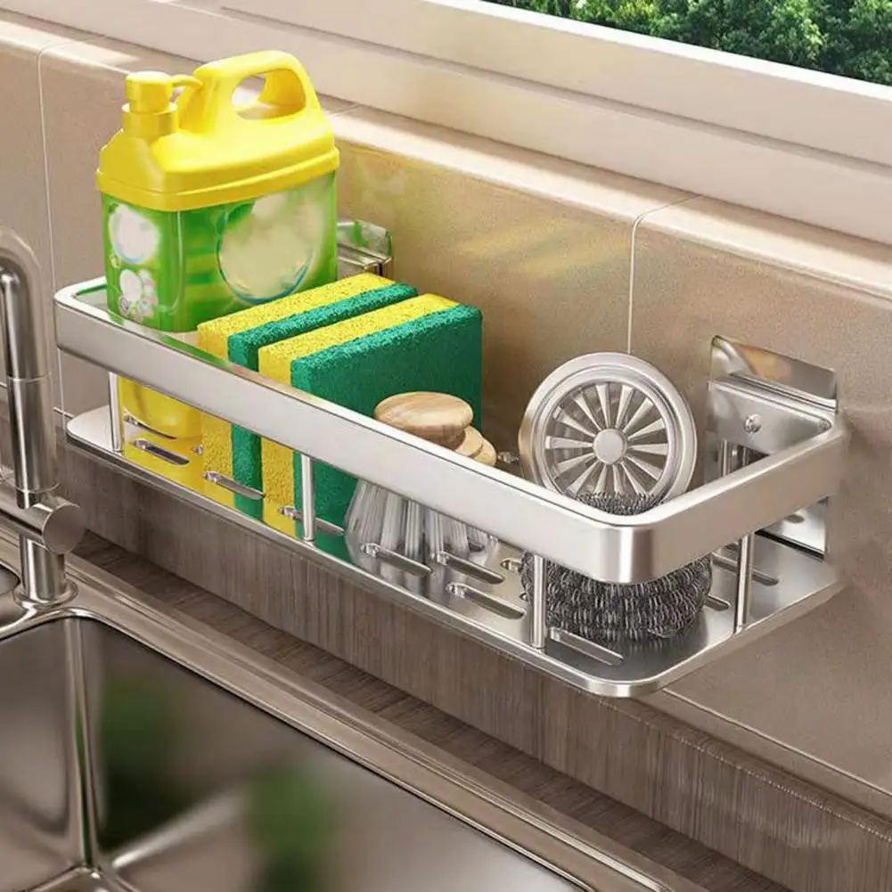 

Storage Rack Washroom Storage Rack Kitchen Sink Storage Shelf Strong Load-bearing Organizer with Easy Install Self-adhesive